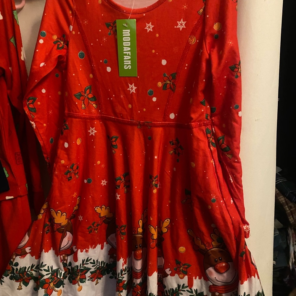 Festive Red Reindeer Kids Dress